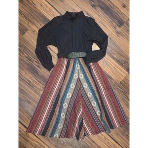 Vtg Orvis Southwestern Maxi Dress 14 Fits 10 Western Boho Cotton Skirt Pockets